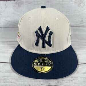 New Era 59Fifty New‎ York Yankees 1996 World Series Fitted Hat Ivory/Blue 7 1/8